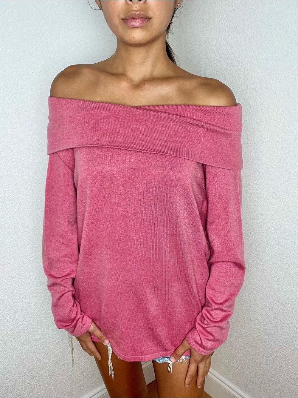 Pink off the shoulder Hampshire studio Size large women’s blouse